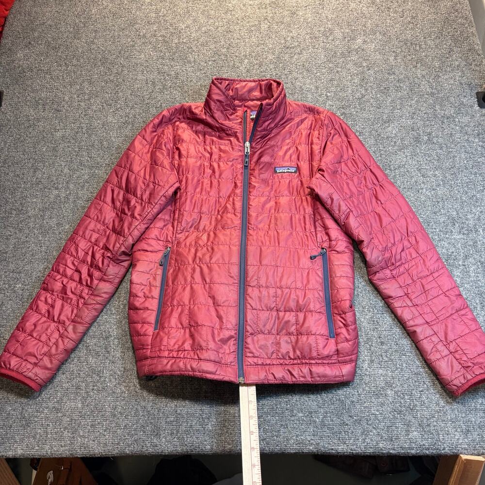 Patagonia Nano Puff Jacket Womens Medium Burgundy Quilted Puffer Coat Insulated